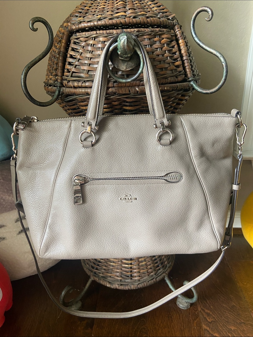 Coach Women's Prairie Satchel Crossbody Pebble Leather Bag gray